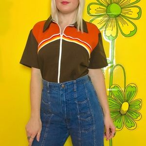 Vintage Brown and Orange Blouse